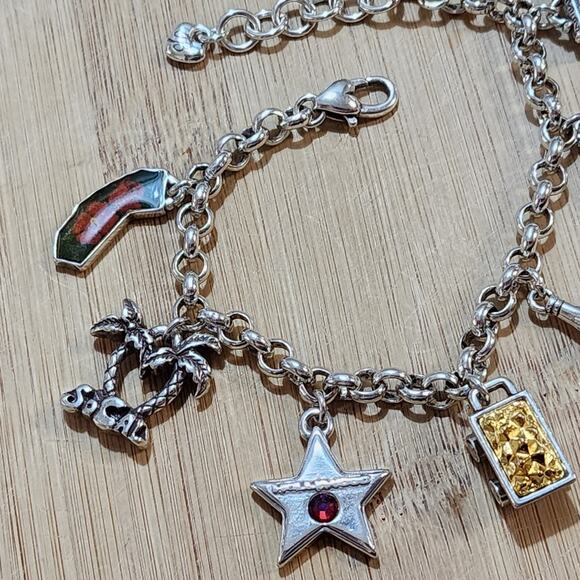 Brighton California state palm trees gold wine charm bracelet - Picture 2 of 7